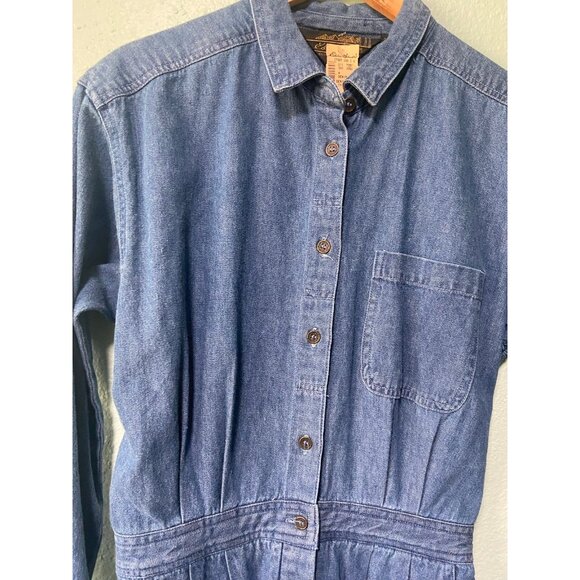 NWT Eddie Bauer Women's Vintage Denim Cotton Button Shirt Midi Dress Size Medium - Picture 3 of 12